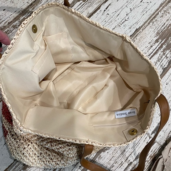 STRAW STUDIOS tote!🇺🇸patriotic and practical! Inside is fully lined w/pockets! - Picture 2 of 11
